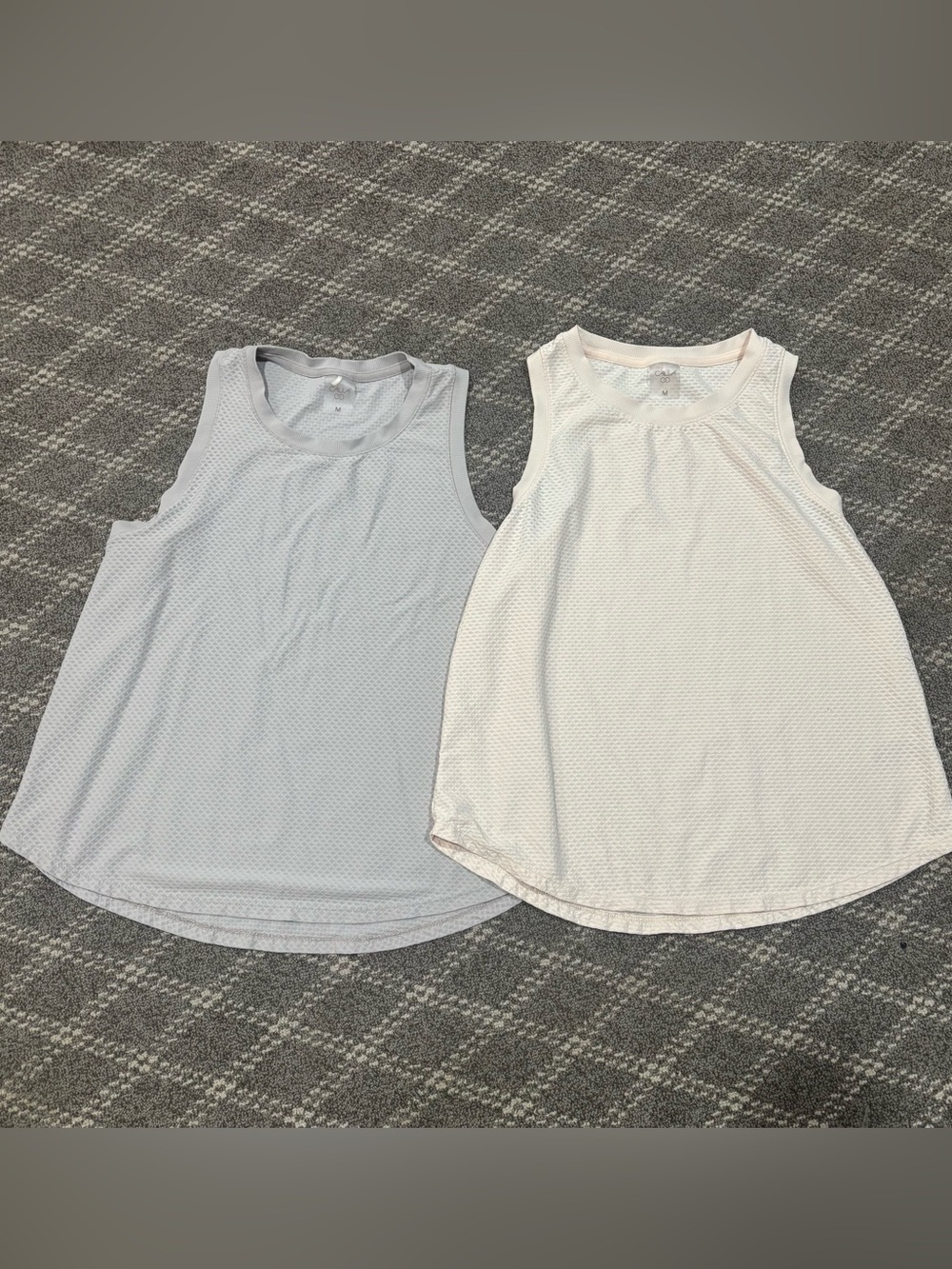 Calia Women's Renew Arches Mesh Tank Top cream & grey Size medium set of TWO